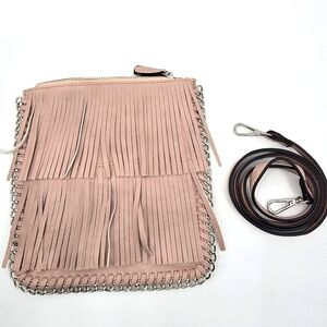 Expressions NYC Fringed Pink Crossbody Bag